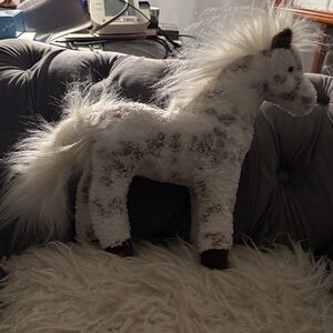 Adorable White and Brown Stuffed Horse Toy